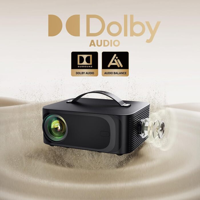 Smart-проектор ONOAYO 4K HDR10 з Dolby Audio, 15000 ANSI люмен, WiFi 6, Bluetooth 5.4, підтримка 800+ додатків, міні-беамер для домашнього кінотеатру, чорний