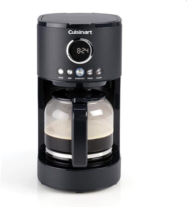 Кавоварка фільтраційна Cuisinart 1.8 л, 12 чашок, програмована, швидке заварювання, таймер 24 години, функція підтримки тепла, браузерна екстракція, мийка в посудомийці, чорна