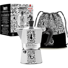 Кавоварка Bialetti Moka Express 90 років, алюмінієва, на 3 чашки (130 мл), з нейлоновим чохлом