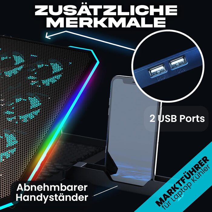 Ігровий охолоджувач для ноутбука V15 з RGB-підсвіткою та USB-портом