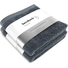Рушники Herzbach Home Premium 50x100 см, 2 шт, антрацит — м'які, високоякісні, 100% бавовна