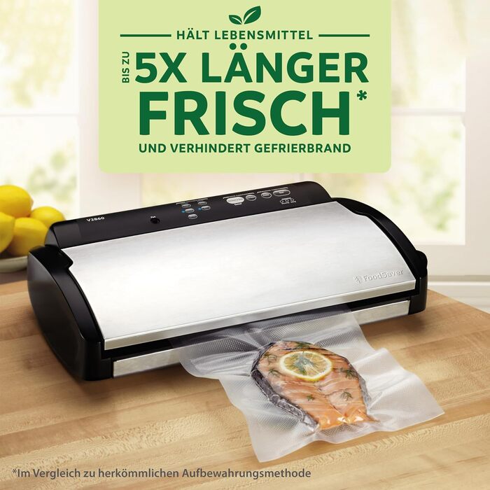 Вакууматор FoodSaver V2860 для сухих та вологих продуктів, 100 Вт, сріблясто-чорний