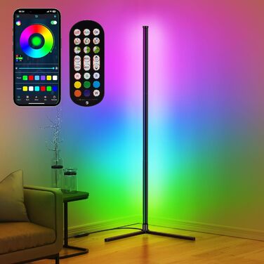 Світлодіодна торшер Riyo з RGB підсвіткою, керуванням через APP та пультом ДК. Торшер у вітальню з 16 млн кольорів та 68+ сценами, синхронізація з музикою