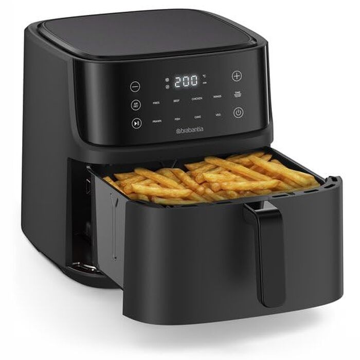 Аерофритюрниця Brabantia Airfryer XL 7.6л, 1700 Вт, цифрова сенсорна панель, 8 програм, без PFAS, чорна, BBEK1134