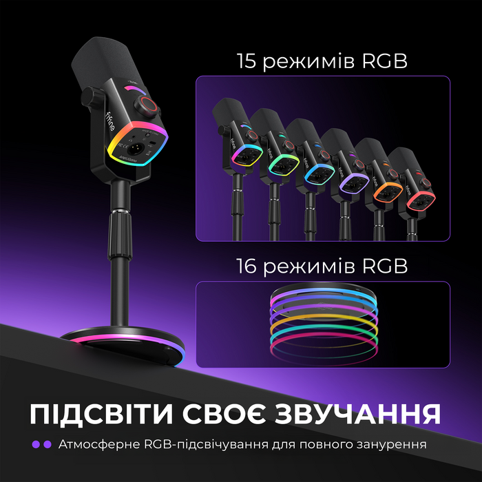 Мікрофон динамічний Fifine AM8PROS XLR/USB Black