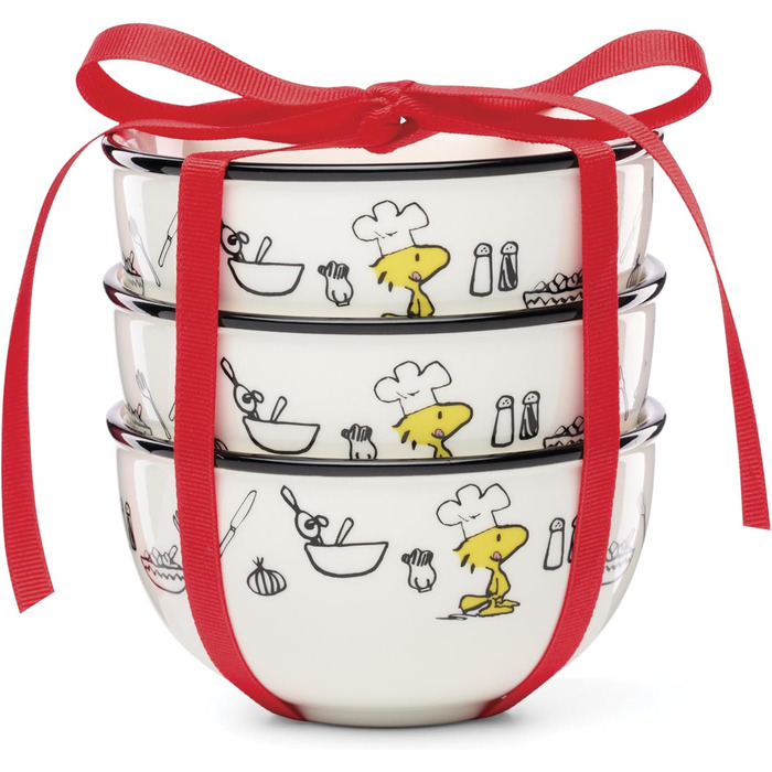 Набір кухонного посуду Lenox Chef Snoopy: чайник та міні-миски з нержавіючої сталі, багатоколірний