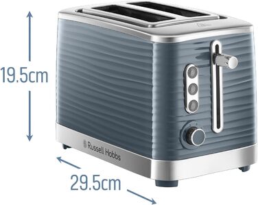 Тостер Russell Hobbs Inspire Grau на 2 тости, з підставкою для булочок, 6 режимів, розморожування та підігрів - 24373-56