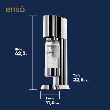 Сифон для газування води SodaStream ENSO, пляшка 1 л, нержавіюча сталь, сріблястий (без циліндра)