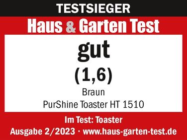 Тостер Braun PurShine HT1510 White – 2 відділення, 8 режимів підсмажування, розморожування, підігрів, висувний піддон для крихт, 900 Вт
