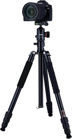 Алюмінієвий штатив Rollei C5i Makro Pro, 3D-головка, монопод, тримач для смартфона, швидкознімна платформа, чорний, 90° обертання стійки