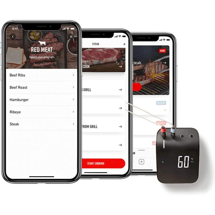 Weber Connect Smart Grilling Hub — розумний термометр для гриля з Bluetooth і Wi-Fi, контроль через додаток, покрокові рецепти, підтримка до 4 датчиків, чорний