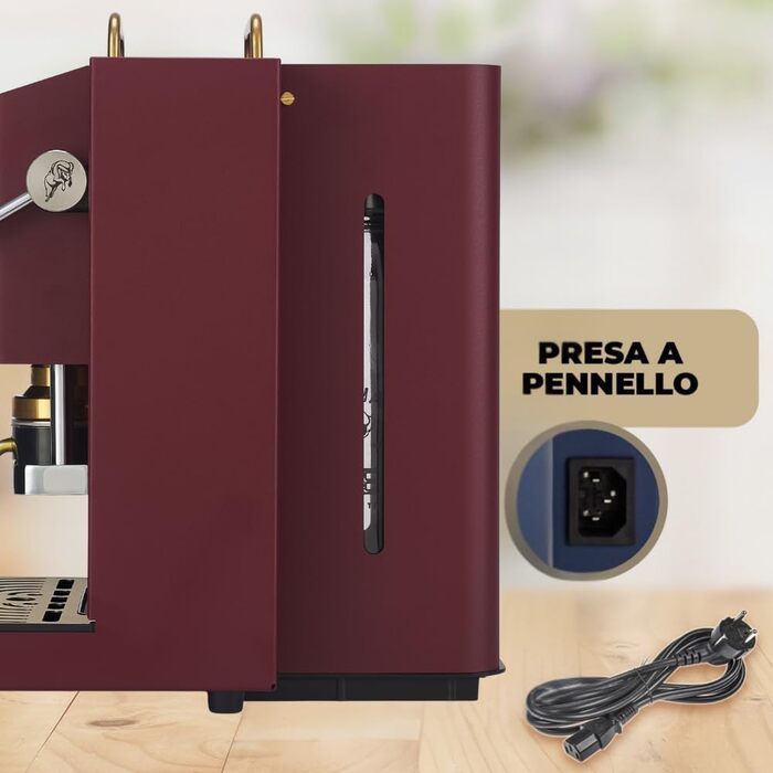 Кавомашина Faber Deluxe 3.0 ESE 44мм, червоний (Cherry Red). Електрична, з резервуаром 1л та регульованим пресом для кавових таблеток