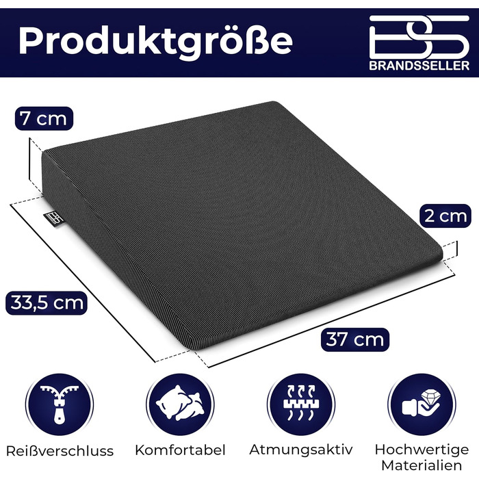 Подушка для сидіння Brandsseller Sitzkeilkissen (35x35x6 см, чорна) для крісла, офісу, авто