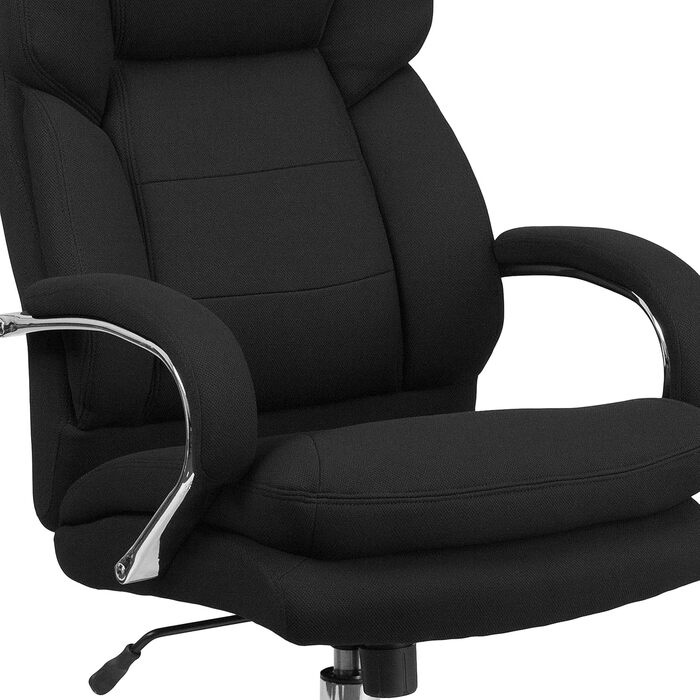 Офісне крісло Flash Furniture Hercules, ергономічне, з високою спинкою, м'яке сидіння, підлокітники, чорний текстиль