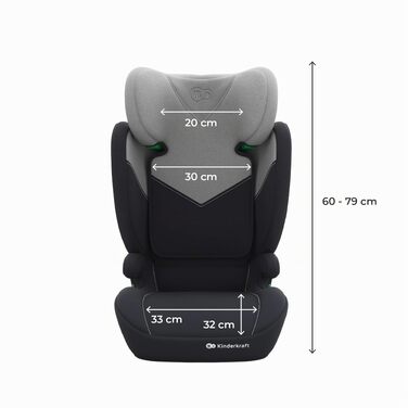 Дитяче автокрісло Kinderkraft I-SPARK 2 PRO (100-150 см), i-Size, 2 в 1, чорне/сіре
