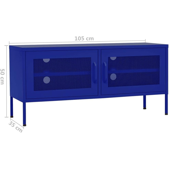 ТВ тумба vidaXL з 2 гратчастими дверцятами, сталева, марин-синя, 105x35x50 см, телевізійна підставка, Hi-Fi шафа