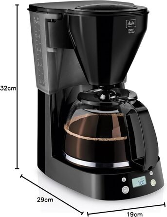 Кавоварка фільтраційна Melitta Easy Timer з таймером, скляною колбою, антикрапельною системою, 10 чашок, чорна