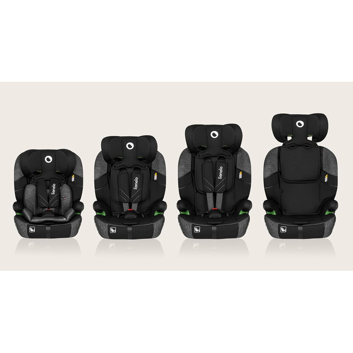 Автокрісло Lionelo Levi One I-Size 76-150 см, Група 1 2 3, чорно-сірий колір