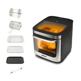 Мультифункціональна аерофритюрниця та BBQ-гриль G3 Ferrari Friggisano BBQ G10181, 2000 Вт, 10 л XXL, 8 програм, без диму, BPA- та PFOA-free, чорний/сірий