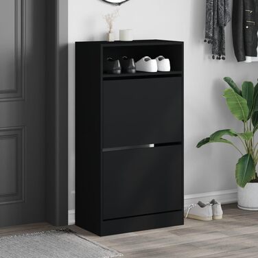 vidaXL Шафа для взуття чорна 60x34x116 см, ДСП