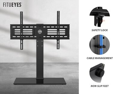 Підставка для телевізора FITUEYES 40-75'' (LCD/LED/OLED/Plasma), до 40 кг, регулювання висоти, VESA 600x400 мм, для плоских і вигнутих екранів