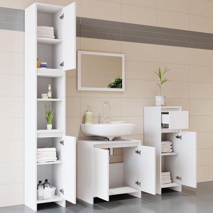 Пенал для ванної Vicco Emma, білий, 30x190 см, високий шафа