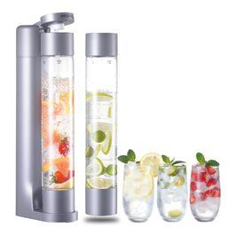 Сифон для газування води Seltzer, домашній содомакер з 2 BPA-free пляшками по 1 л, сумісний з балонами CO2 60 л (сірий)