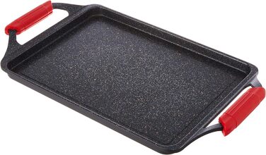 Гриль-пластина WECOOK! Ecochef Titan 43x25 см, алюміній, антипригарна Quantanium, для всіх плит, знімні силіконові ручки, чорна