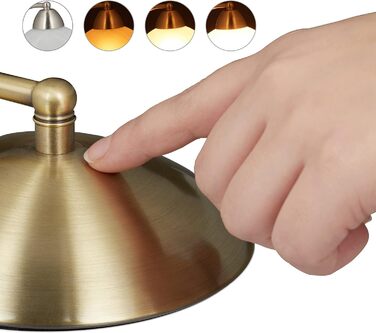 Настільна лампа Relaxdays Touch, ретро дизайн, димована, цоколь E14, скло та метал, 25x15x19 см, срібляста