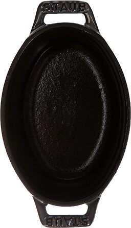 STAUB Міні-кокот овальний з кришкою, 11 см, 0,25 л, для індукції, матова чорна емаль всередині, графітово-сірий