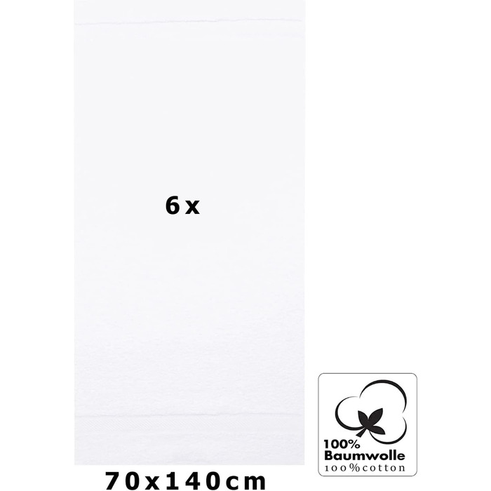 Набір рушників Betz Palermo 6 шт, 70x140 см, 100% бавовна, білі, для душу та ванни