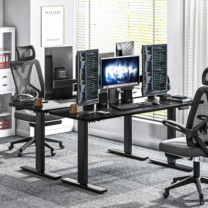 Електричний письмовий стіл sogesfurniture, регульований по висоті, 160x60 см, офісний комп'ютерний стіл з функцією пам'яті, 4 рівні висоти, тикове дерево