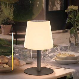 Сонячна LED настільна лампа Postlucky для вулиці та дому, акумуляторна, бездротова, диміруєма, 2-в-1: сонячна зарядка та USB, IP44, водонепроникна, для саду, балкону, ресторану, чорна
