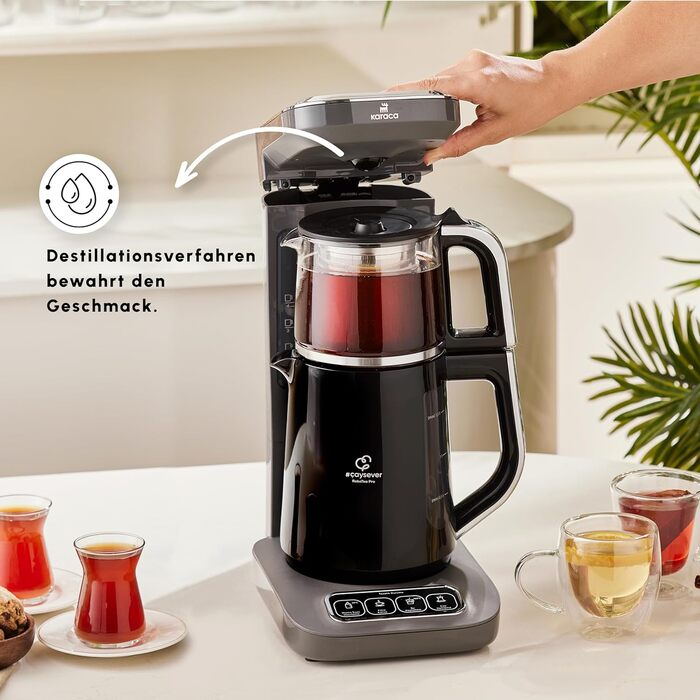 Чайник-робот Karaca Çaysever Robotea Pro 4-в-1, 2500Вт, Space Gray, автомат для чаю та фільтр-кави, індикатор свіжості, функція приготування питної води