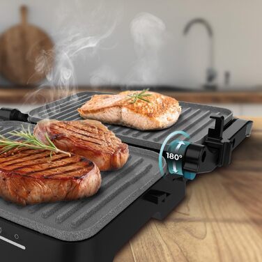 Електрогриль Cecotec Rock'nGrill 2000 з відкритим грилем, 2000 Вт, регульована температура, антипригарне покриття