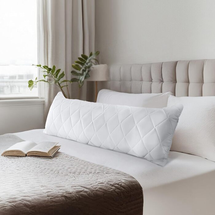 Подушка для вагітних та сну Utopia Bedding, стегана подушка-обіймашка для сну на боці, м'який поліестер, 40x145 см, біла