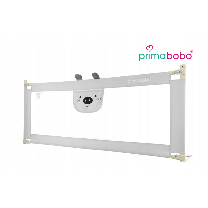 Захисний бортик у ліжко Primabobo MIŚ, 200x140 см, сірий, складаний, комплект 3 шт.