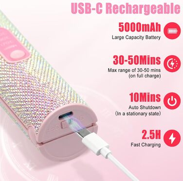 Бездротовий випрямляч для волосся Mini Glätteisen Titan з акумулятором 5000mAh, рожевий: 2-в-1 для випрямлення та завивки, портативний міні-випрямляч для подорожей з швидким нагрівом до 210°C
