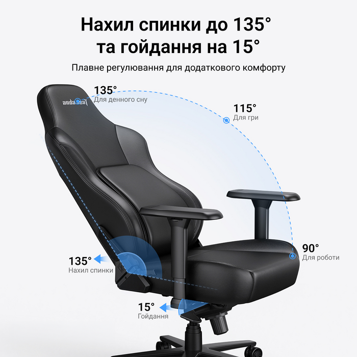 Крісло геймерське ігрове Anda Seat Phantom 4 Pro L до 100 кг Gray Fabric (AD18YSDC-72-G-F-G02)