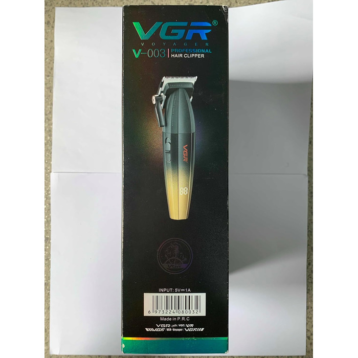 Професійна машинка для стрижки волосся VGR 003 Fresh Fade, акумуляторна/мережева, з LED-дисплеєм, чорна