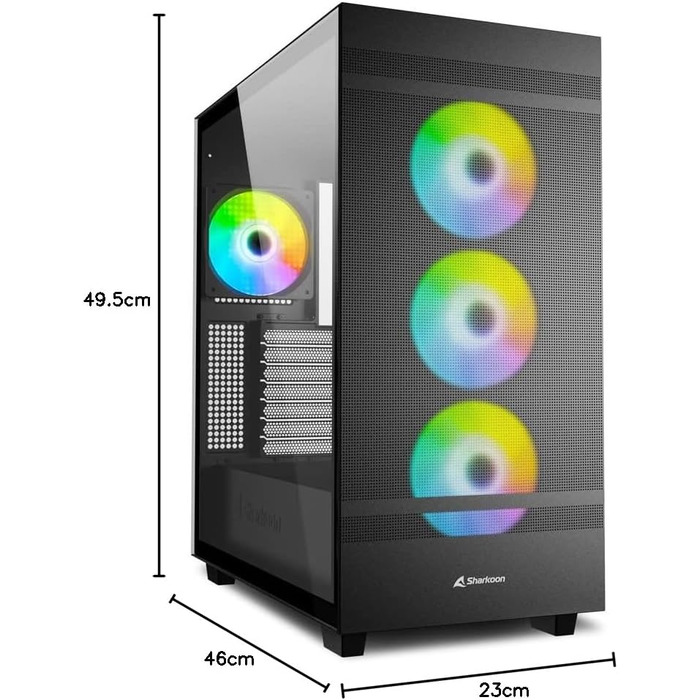 Корпус для ПК Sharkoon Rebel C50 RGB ATX чорний з підсвіткою