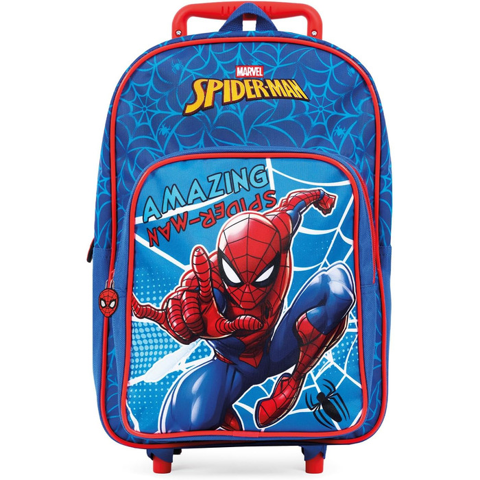 Дитячий рюкзак-тролей Marvel Spiderman для хлопчиків у дитячий садок на колесах, синьо-червоний, 40x24x15 см