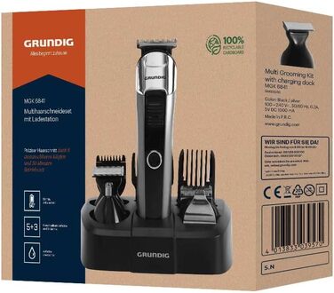 Машинка для стрижки волосся GRUNDIG MGK 6841 з базою для зарядки, 8 насадок, багатофункціональний тример