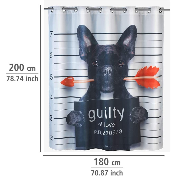 Душова завіса WENKO Guilty Dog, антицвіль, водонепроникна