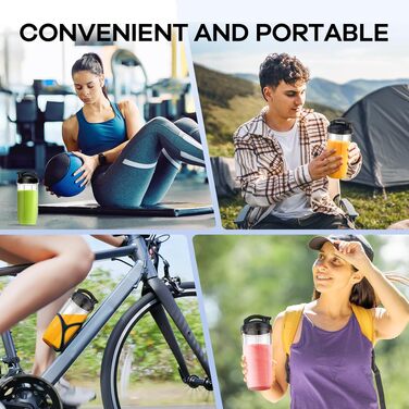 Блендер Ganiza Mini Smoothie Maker 900W з 3 стаканами (500мл x2, 700мл), електричний, сталеві ножі, BPA-free, для смузі та коктейлів
