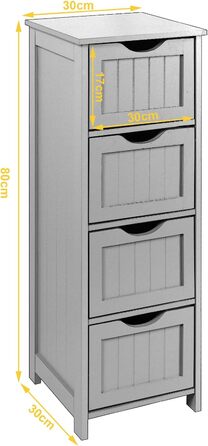 ESituro SBP0054 шафа для ванної з 4 кошиками, сіра, МДФ, органайзер-комод з шухлядами