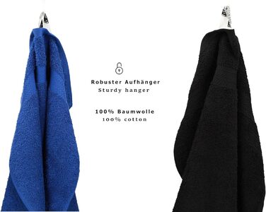 Набір рушників Betz PREMIUM 10 шт., 100% бавовна, чорний і королівський синій – 2 банних, 4 для рук, 2 гостьових, 2 рукавички