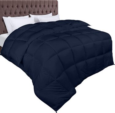 Ковдра Utopia Bedding - всесезонна, 370 GSM, дихаюча, стеганий, супер м'який, білий (200 x 220 см, морська хвиля)