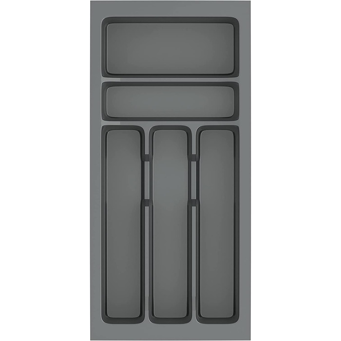 Лоток для столових приборів Sossai Divio, 23x49 см, 5 відділень, антрацит, для шухляд 30 см, регульований органайзер