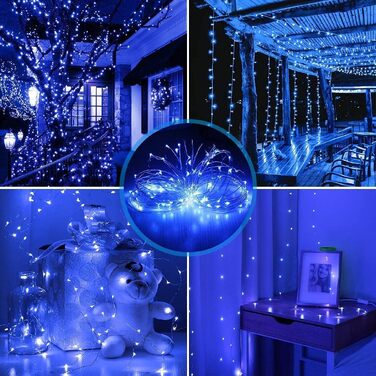 Світлодіодна гірлянда 100м 1000 LED на мідному дроті, синя, водонепроникна (8 режимів) для вулиці, дому, саду та святкового декору
